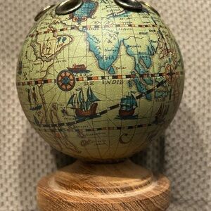 Vintage Wooden Globe Pencil Holder